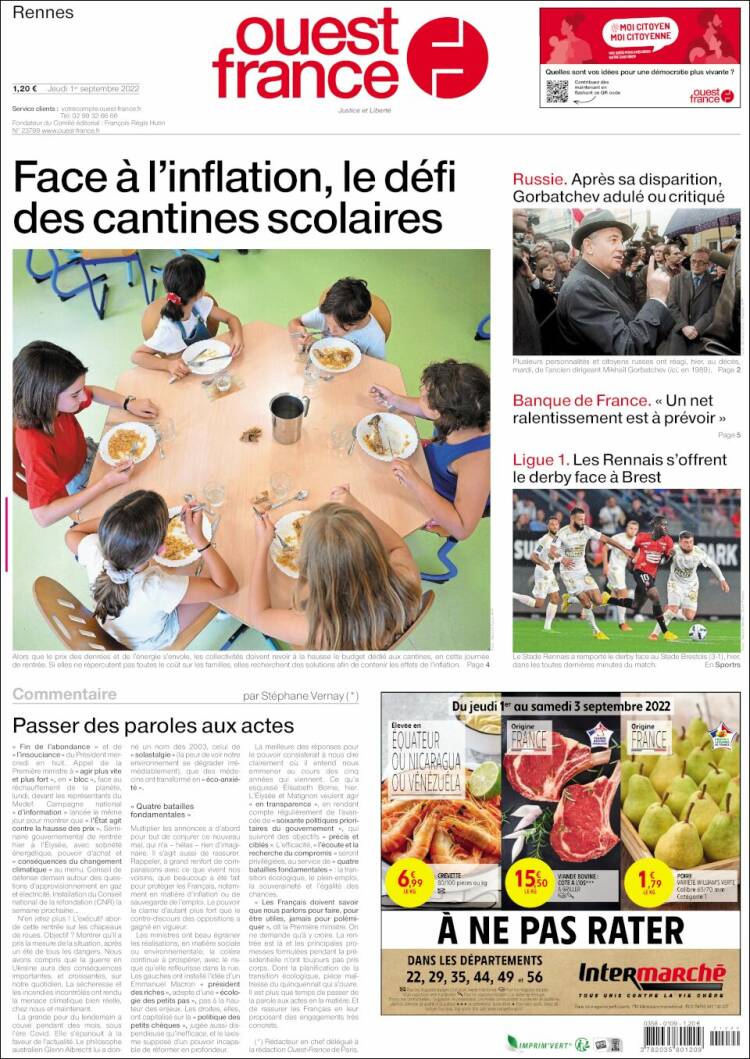 Portada de Ouest France (Francia)