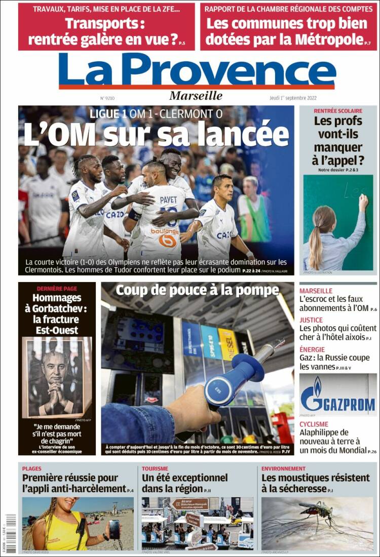 Portada de La Provence (Francia)