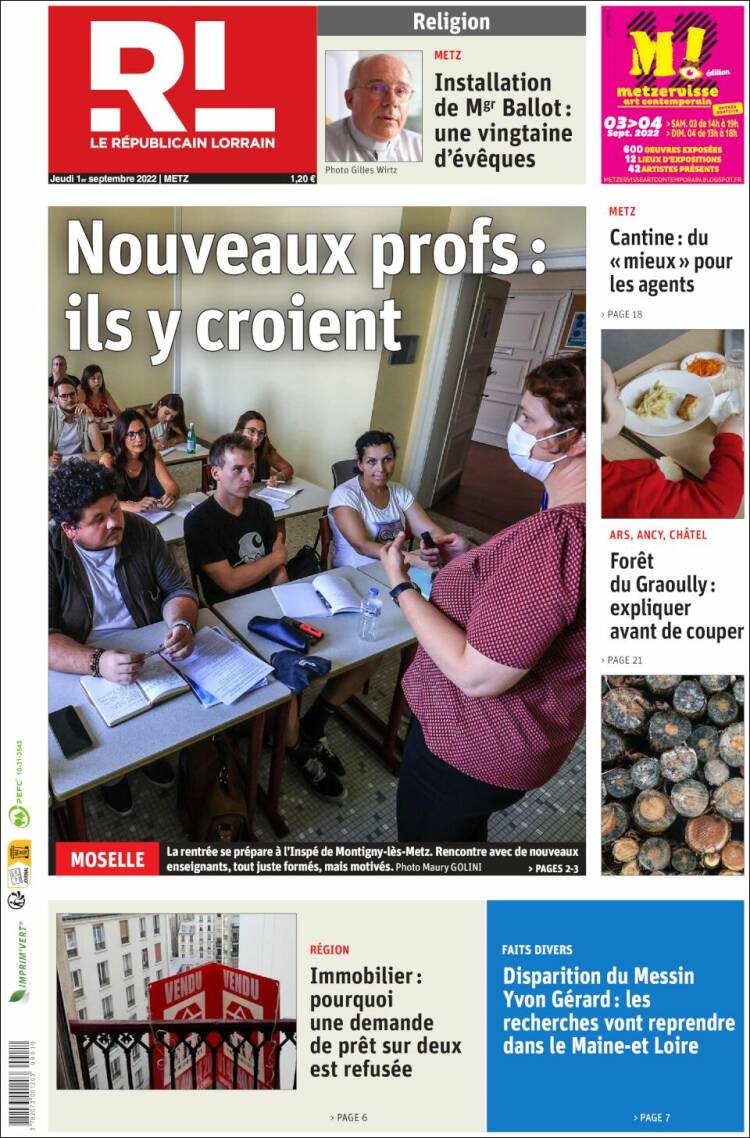 Portada de Le Republicain Lorrain (Francia)