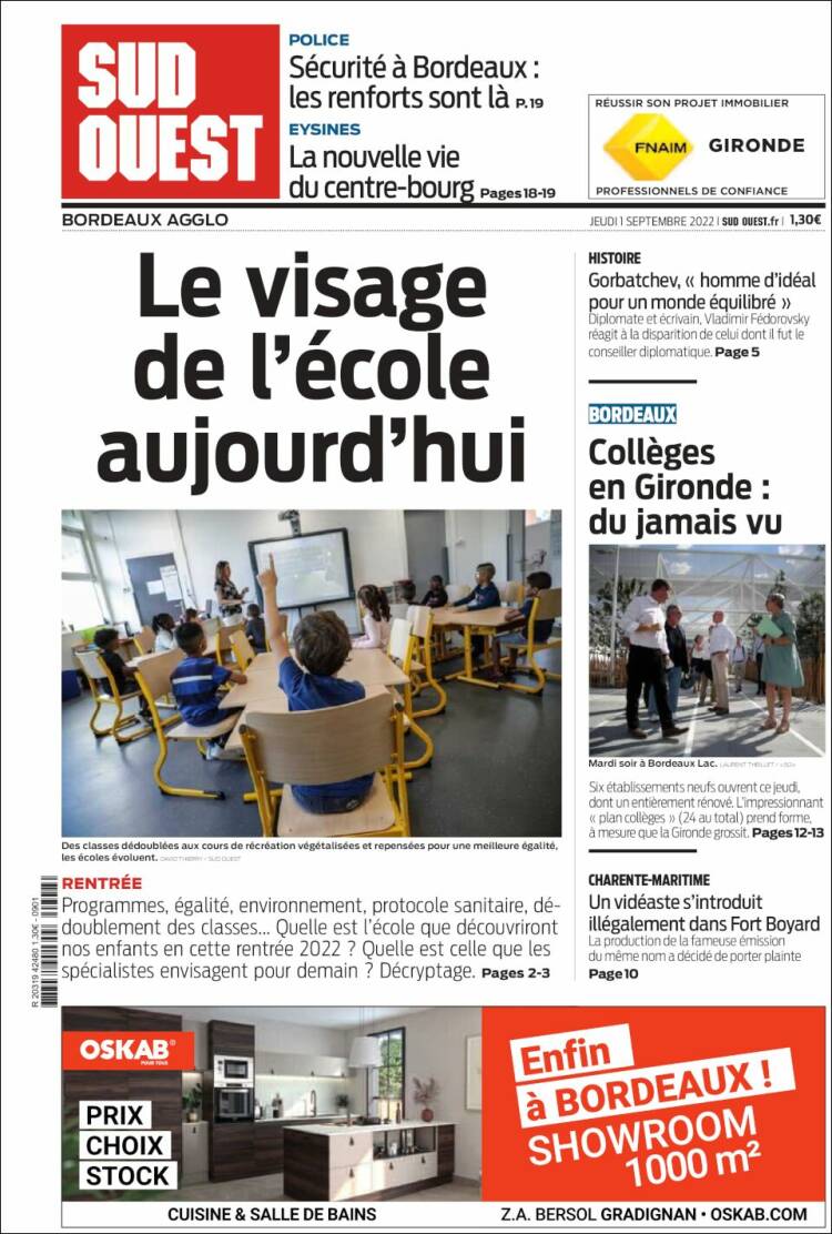 Portada de Sud Ouest (Francia)