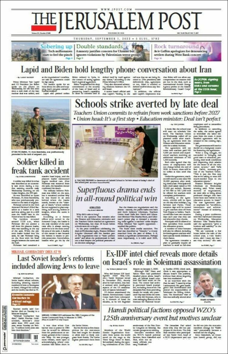 Portada de The Jerusalem Post (Israel)