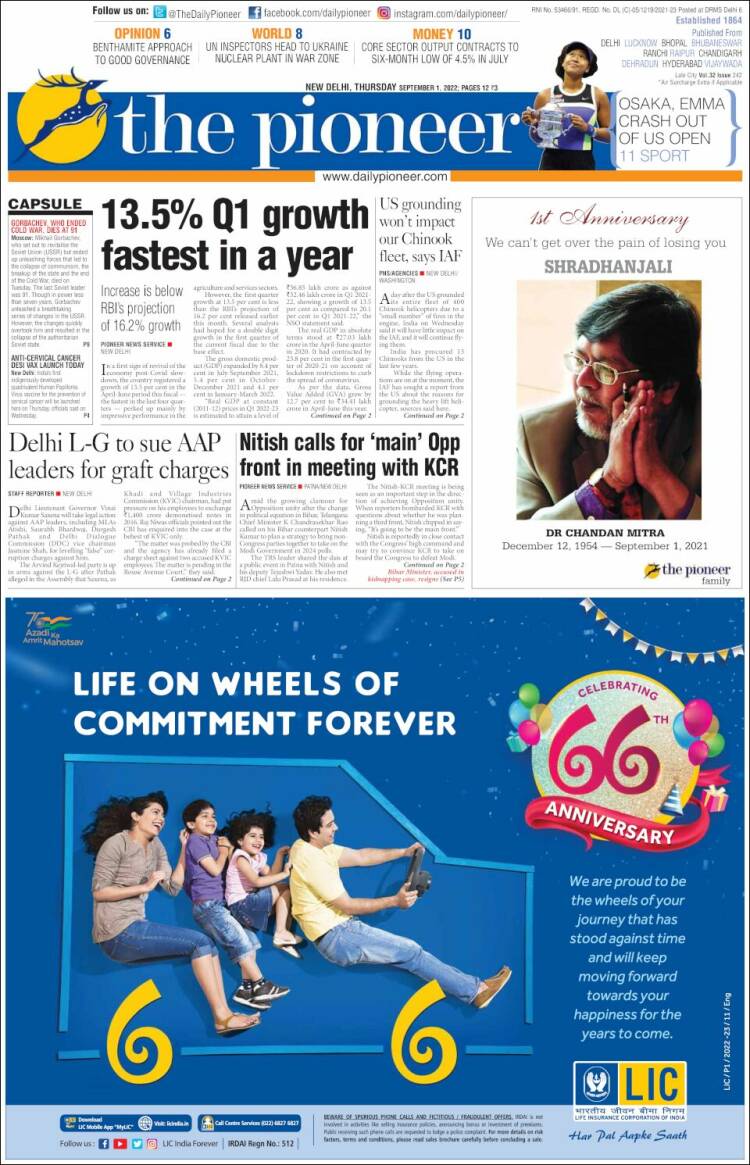 Portada de The Pioneer (India)