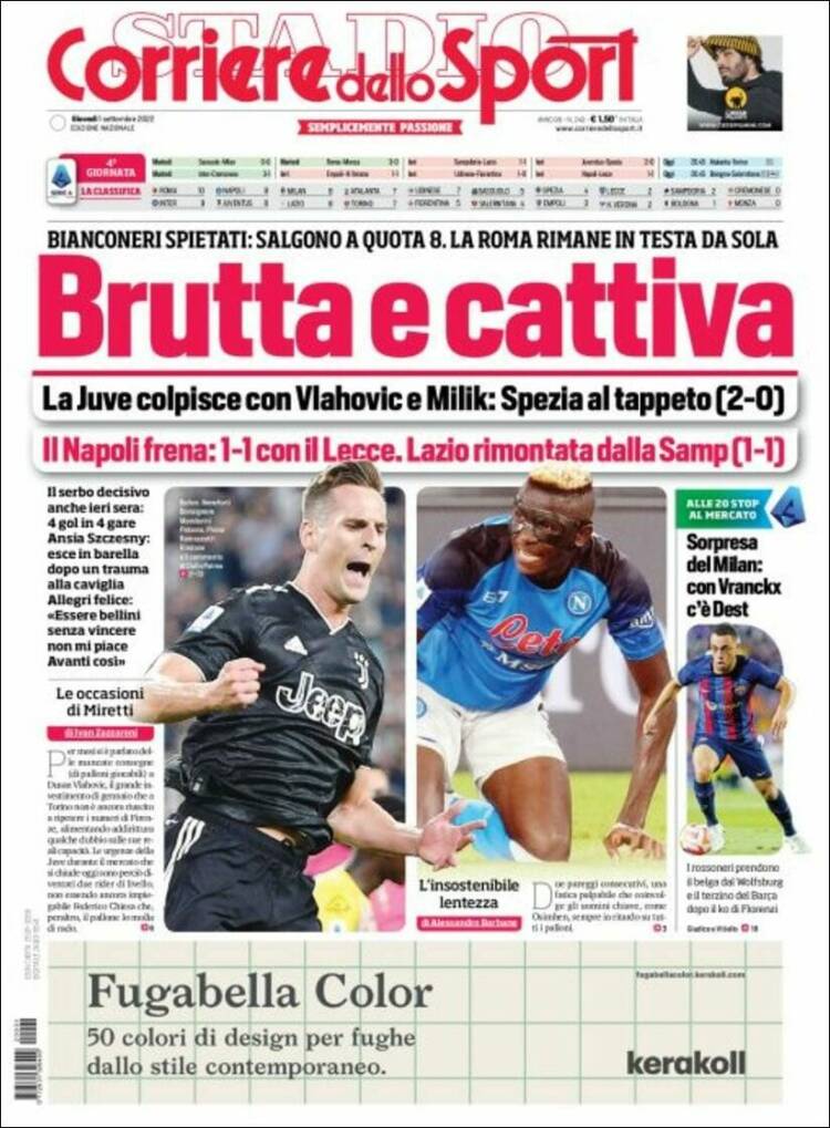 Portada de Corriere dello Sport (Italia)