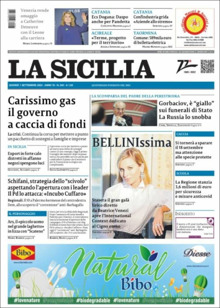 Portada de La Sicilia (Italia)