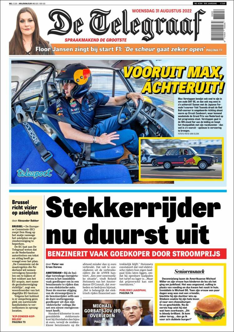 Portada de De Telegraaf (Pa&iacute;ses Bajos)