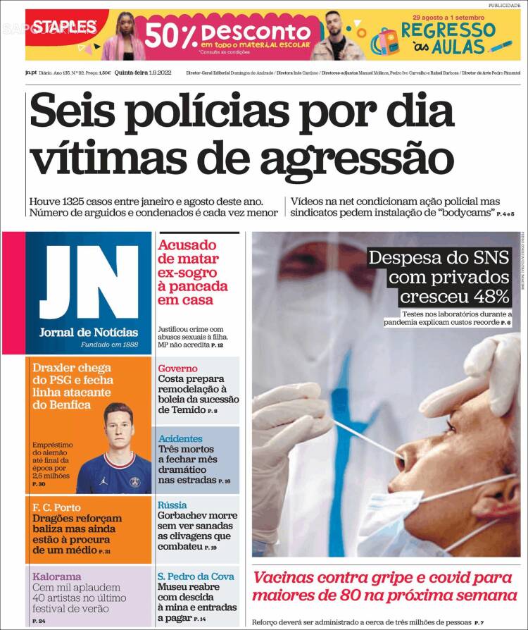 Portada de Jornal de Notícias (Portugal)
