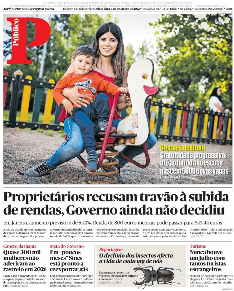 Portada de Público (Portugal)