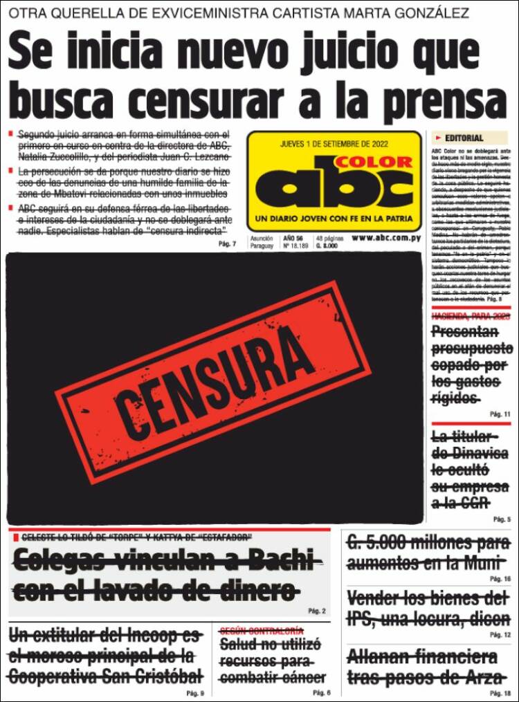 Portada de ABC Color (Paraguay)