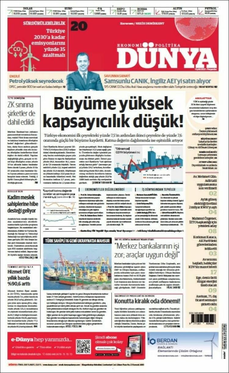 Portada de Dünya (Turqu&iacute;a)