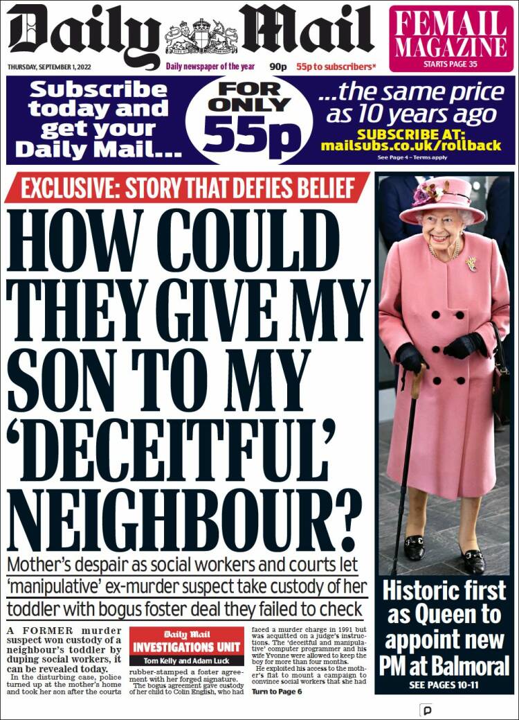 Portada de Daily Mail (Reino Unido)