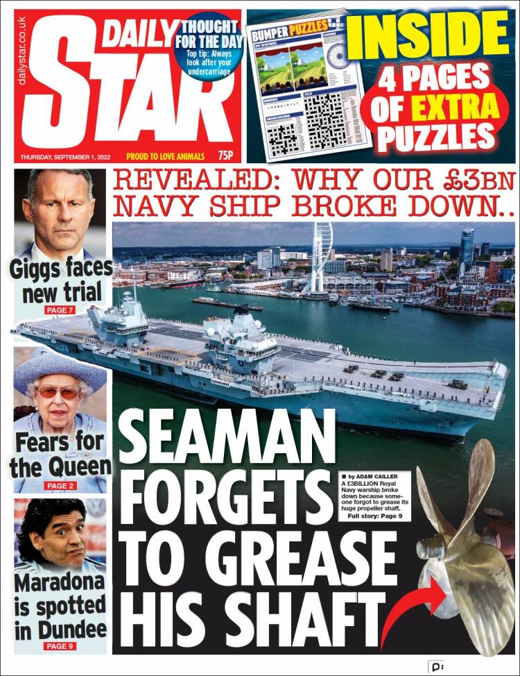 Portada de Daily Star (Reino Unido)