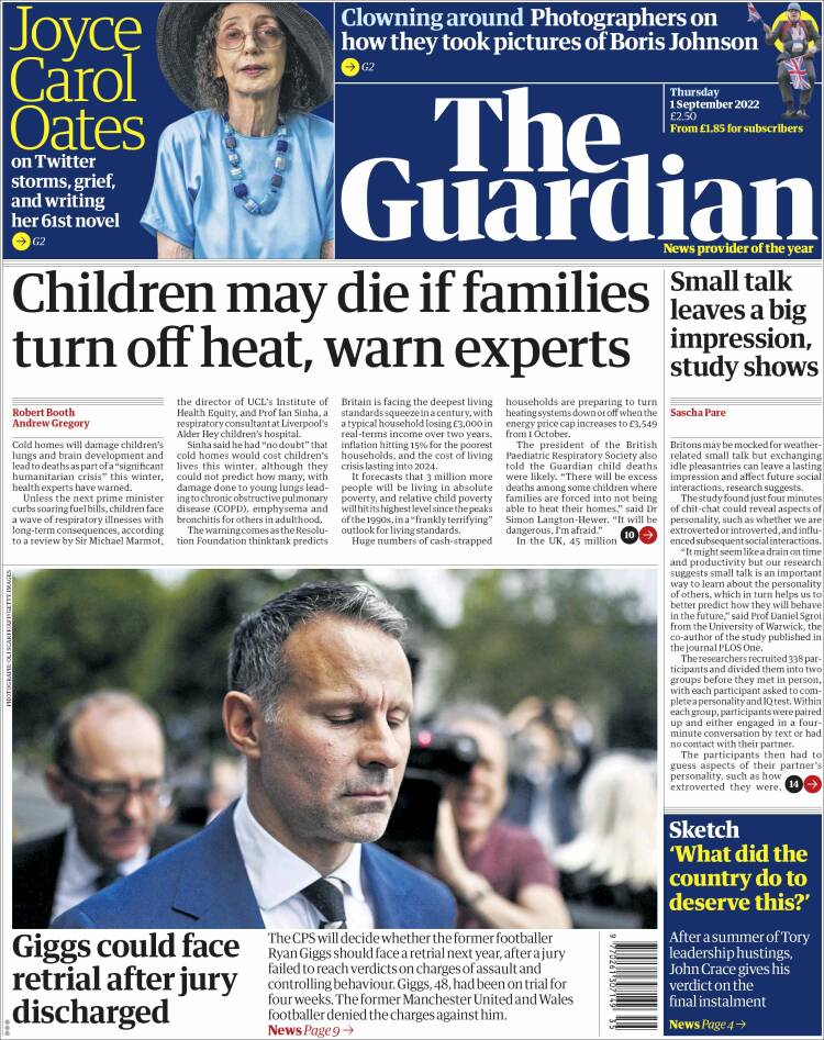 Portada de The Guardian (Reino Unido)