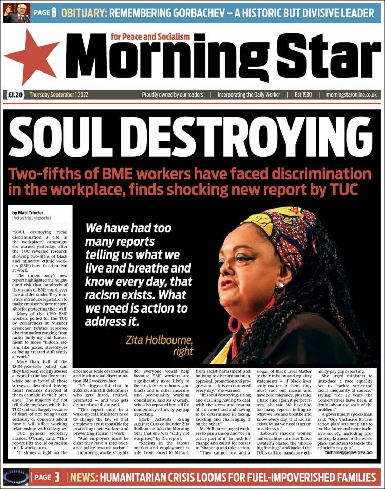 Portada de Morning Star (Reino Unido)