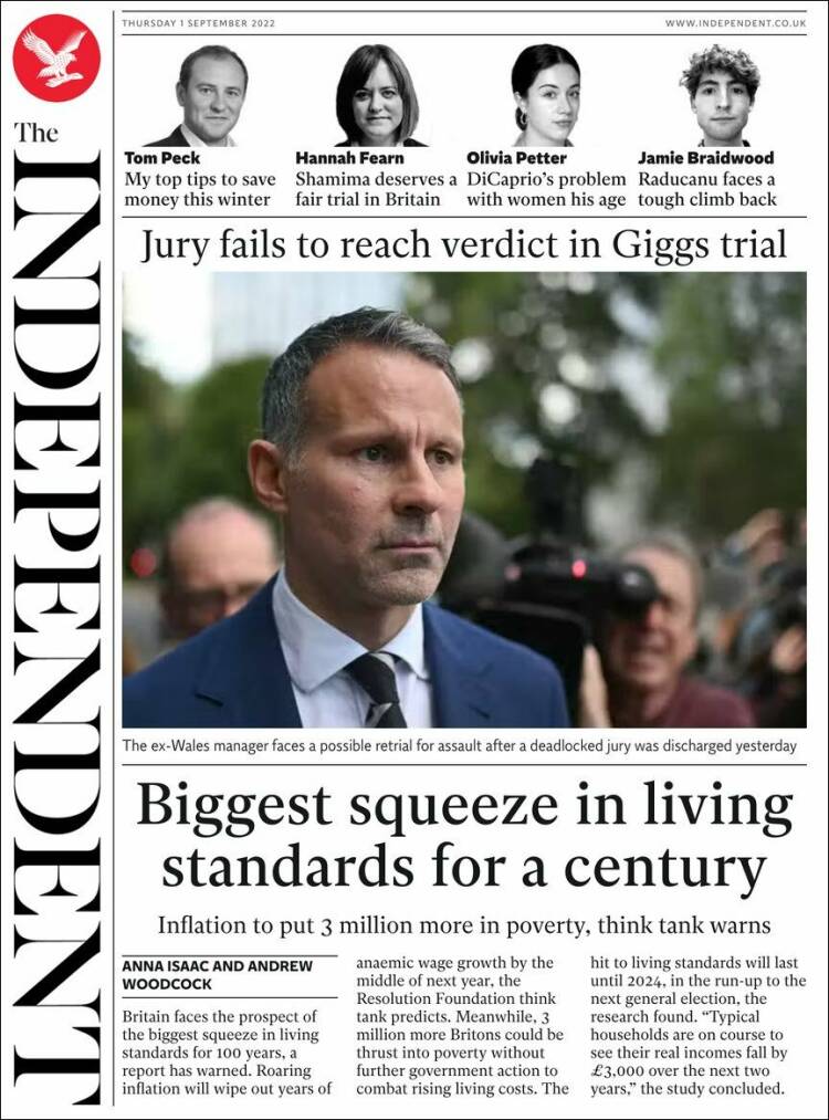 Portada de The Independent (Reino Unido)