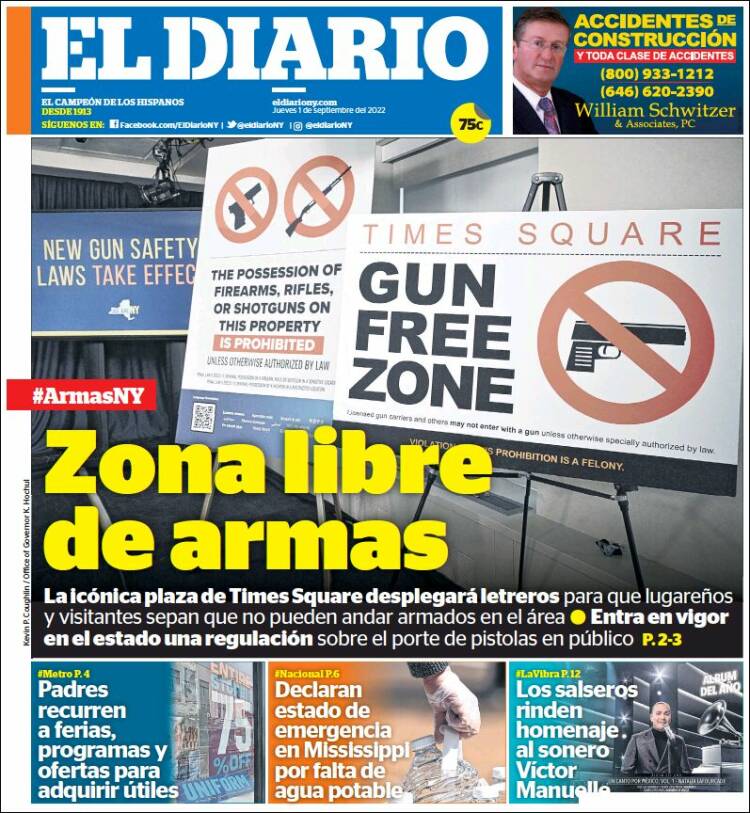 Portada de El Diario NY (USA)