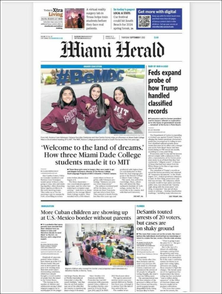 Portada de Miami Herald (USA)