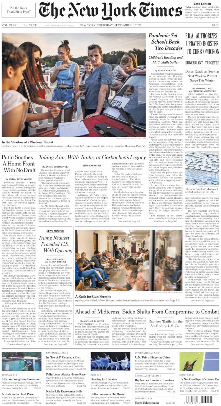 Portada de New York Times (USA)