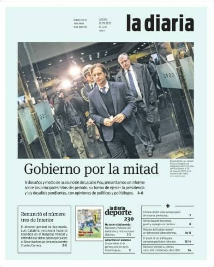 Portada de La Diaria (Uruguay)