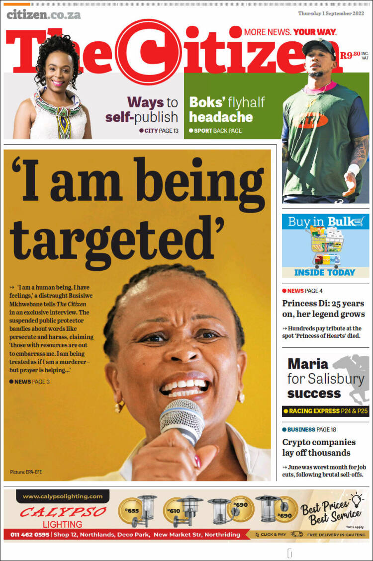 Portada de The Citizen (Sud&aacute;frica)