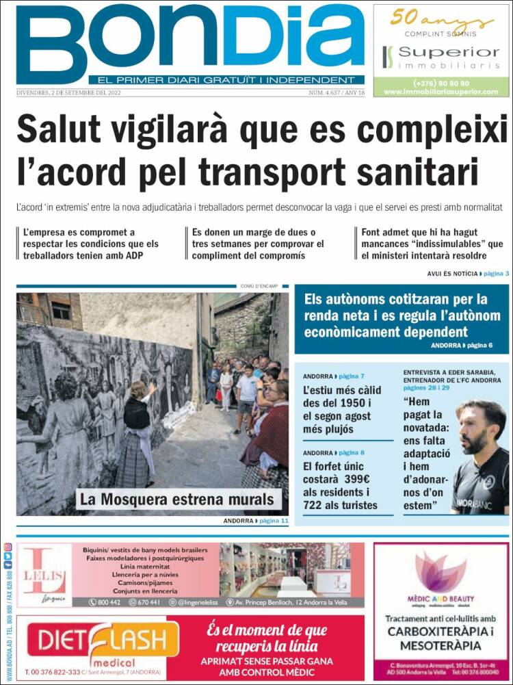 Portada de Diari Bondia (Andorra)