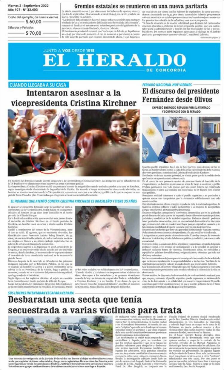 Portada de El Heraldo de Concordia (Argentina)