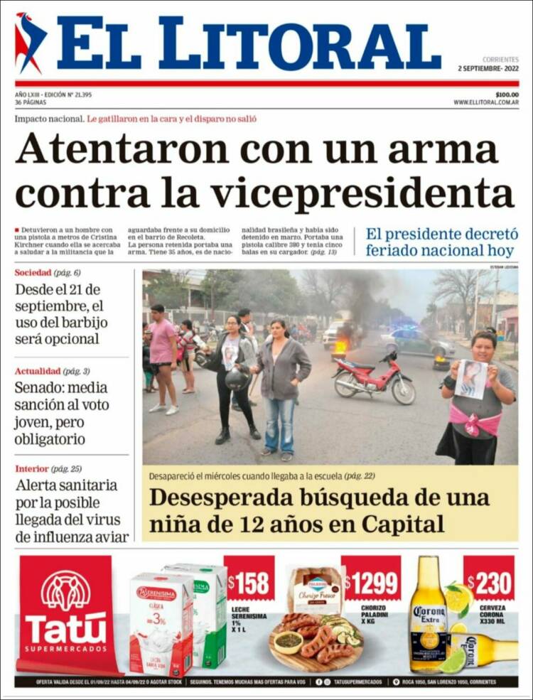 Portada de El Litoral Corrientes (Argentina)