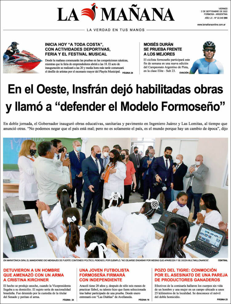 Portada de Diario La Mañana (Argentina)