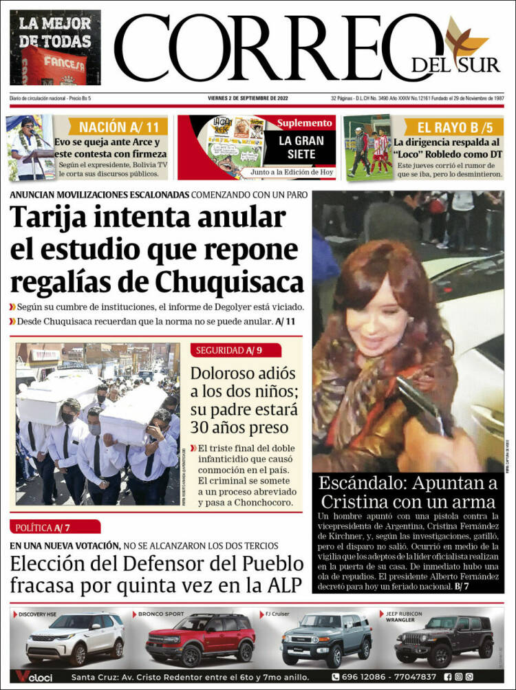 Portada de Correo Sur (Bolivia)