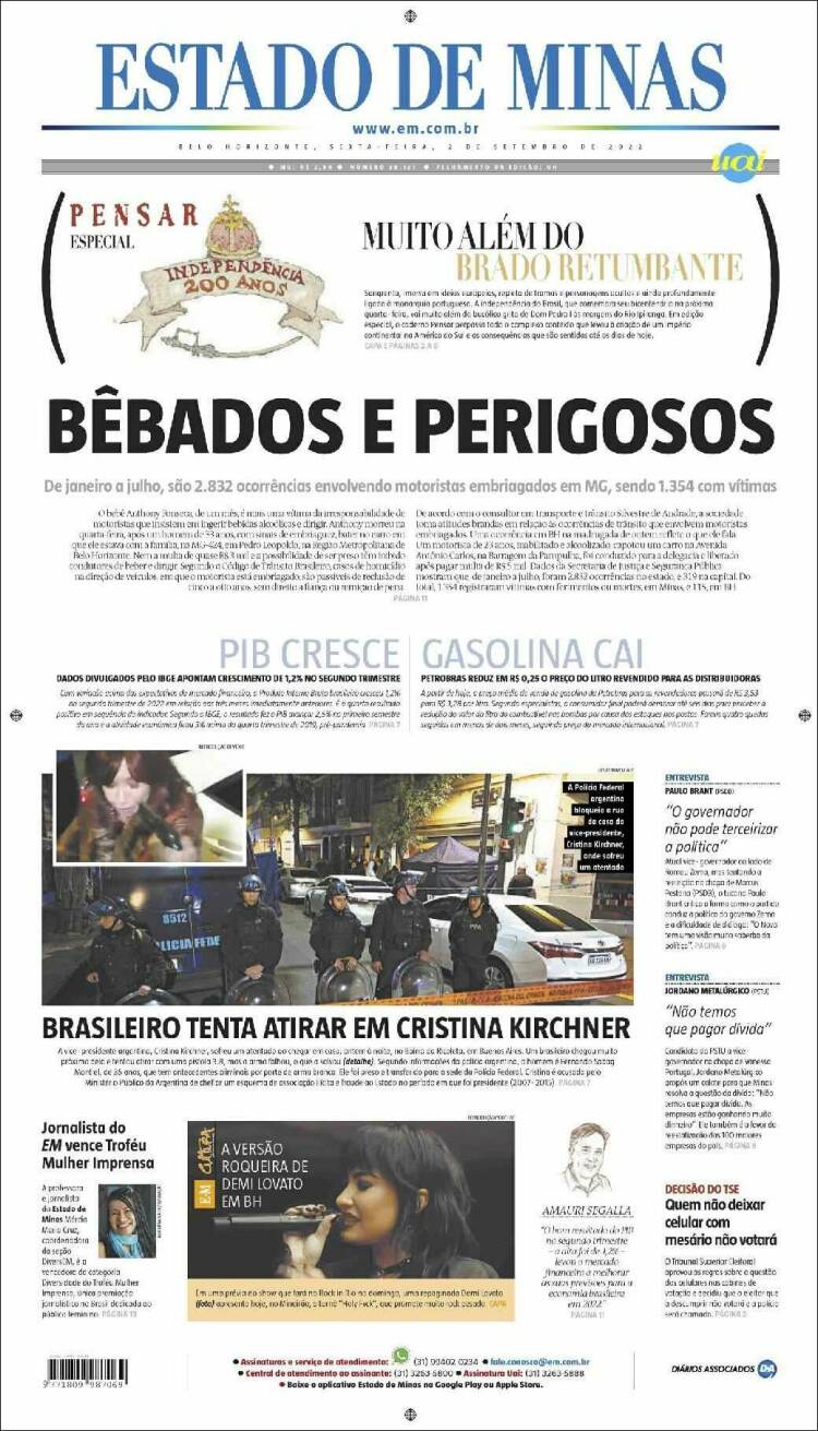 Portada de Jornal Estado de Minas (Brasil)