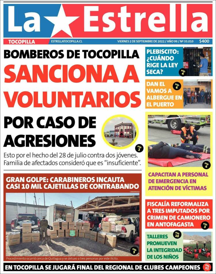 Portada de La Estrella de Tocopilla (Chile)