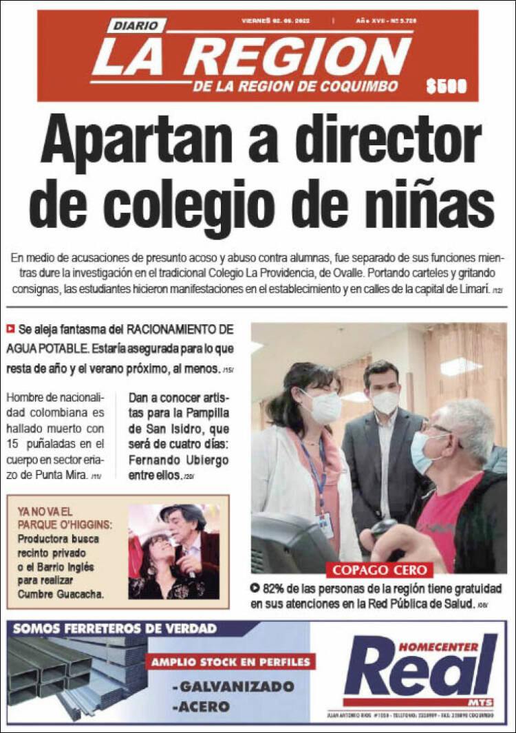 Portada de Diario La Región de Coquimbo (Chile)