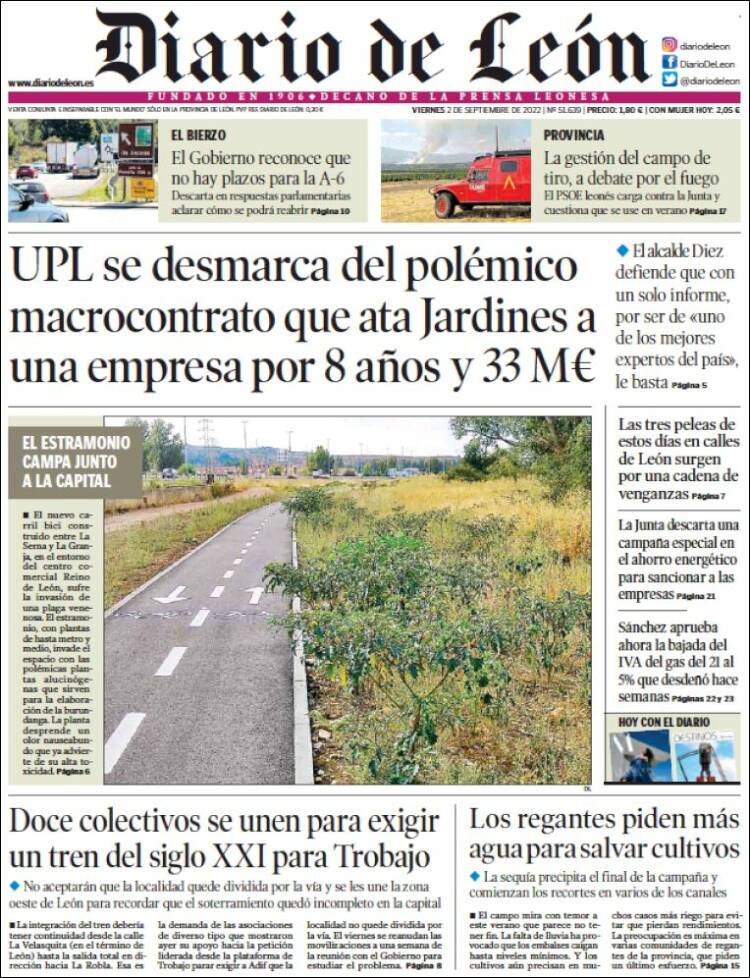 Portada de Diario de León (Espagne)