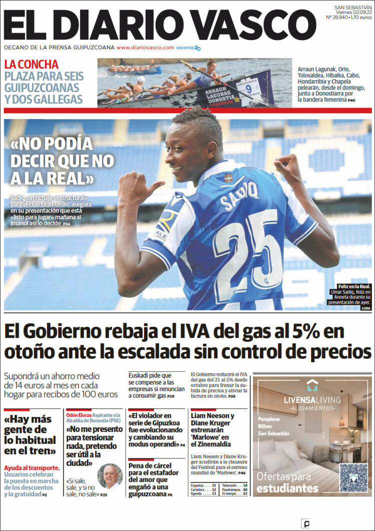 Portada de Diario Vasco (Espagne)