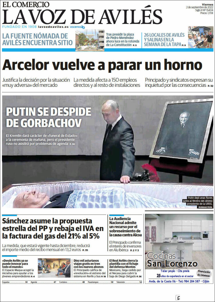 Portada de El Comercio - Avilés (Espagne)