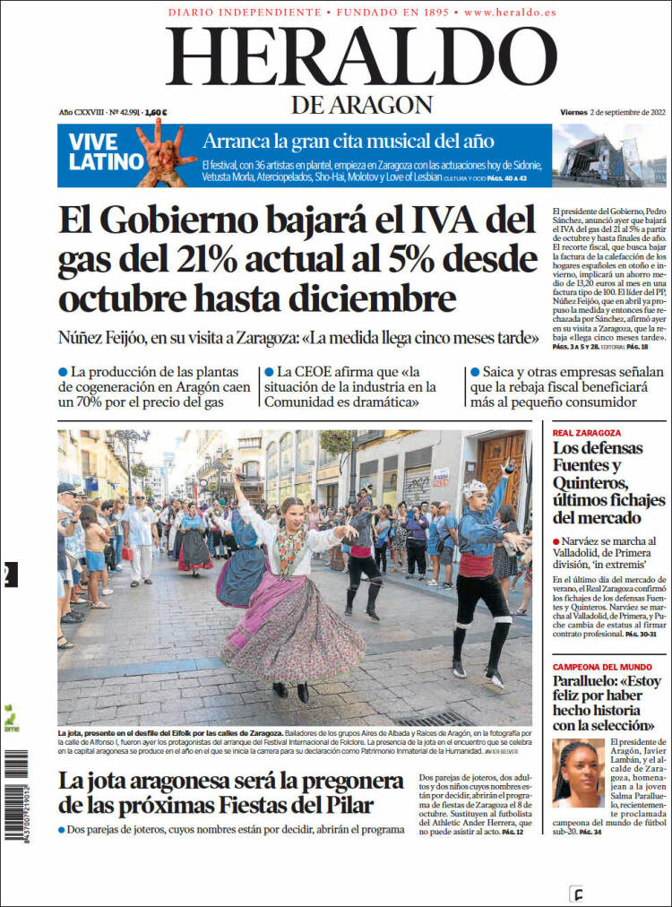 Portada de Heraldo de Aragón (Espagne)