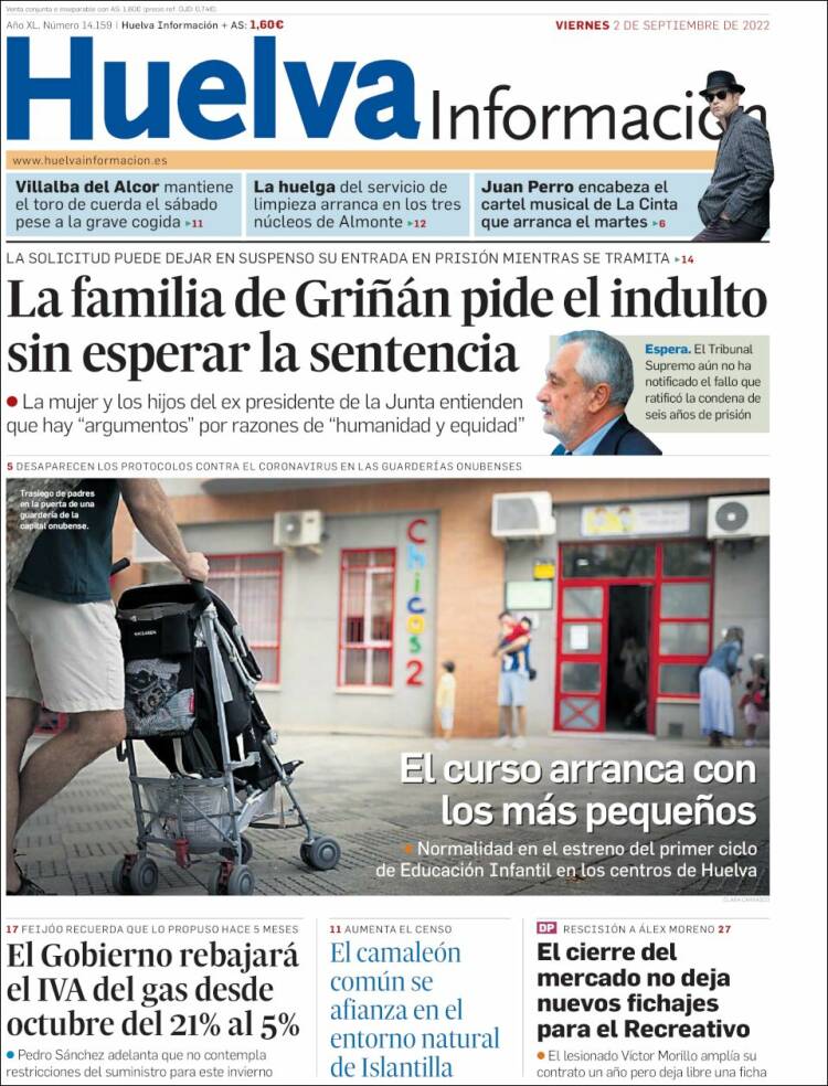 Portada de Huelva Información (Espagne)