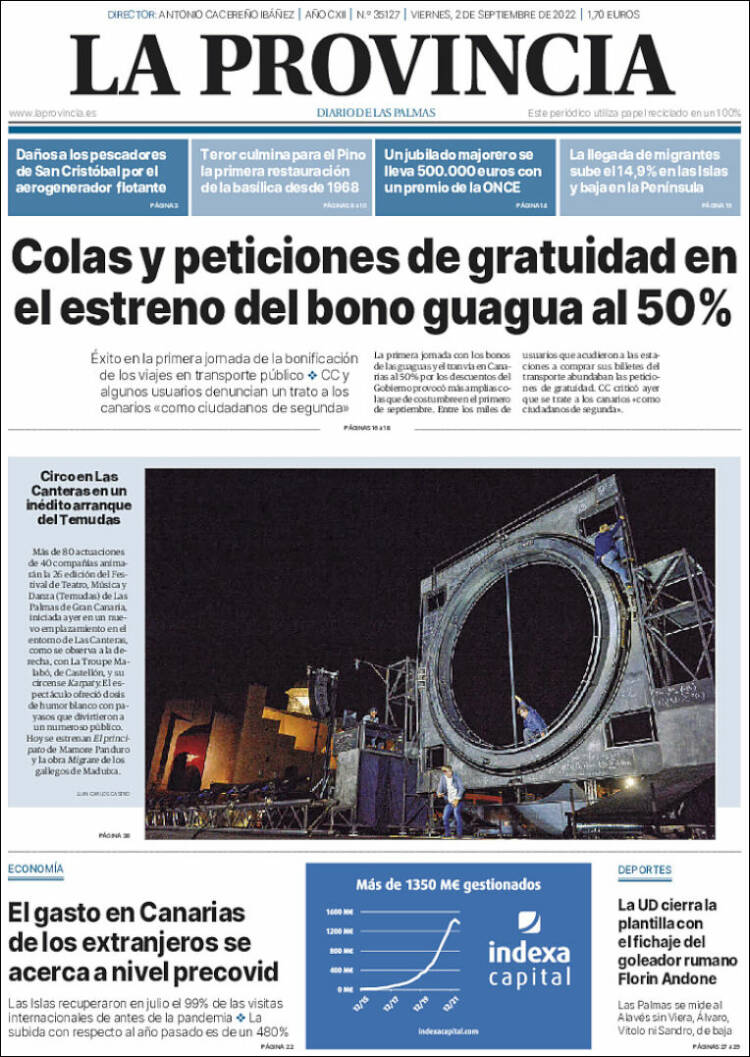 Portada de La Provincia (Espagne)