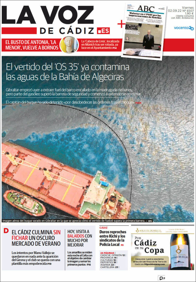 Portada de La Voz de Cádiz (Espagne)