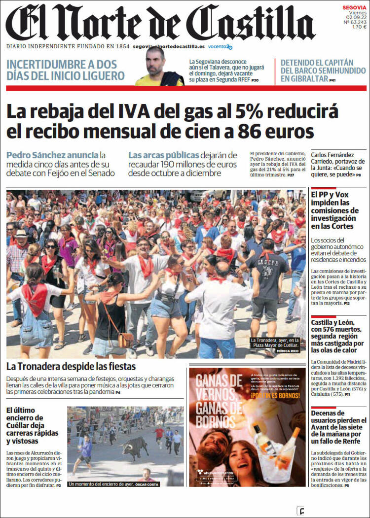 Portada de Norte de Castilla - Segovia (Espagne)