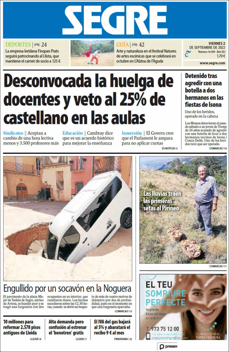 Portada de Segre  (Espagne)
