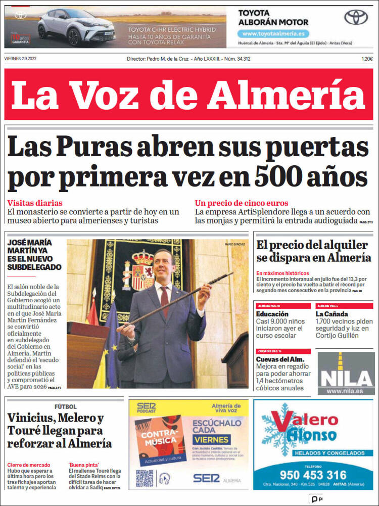 Portada de La Voz de Almería (Espagne)
