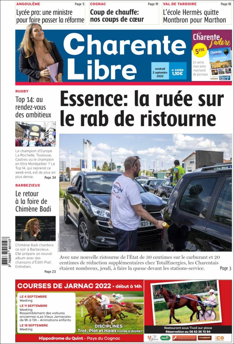 Portada de Charente Libre (Francia)
