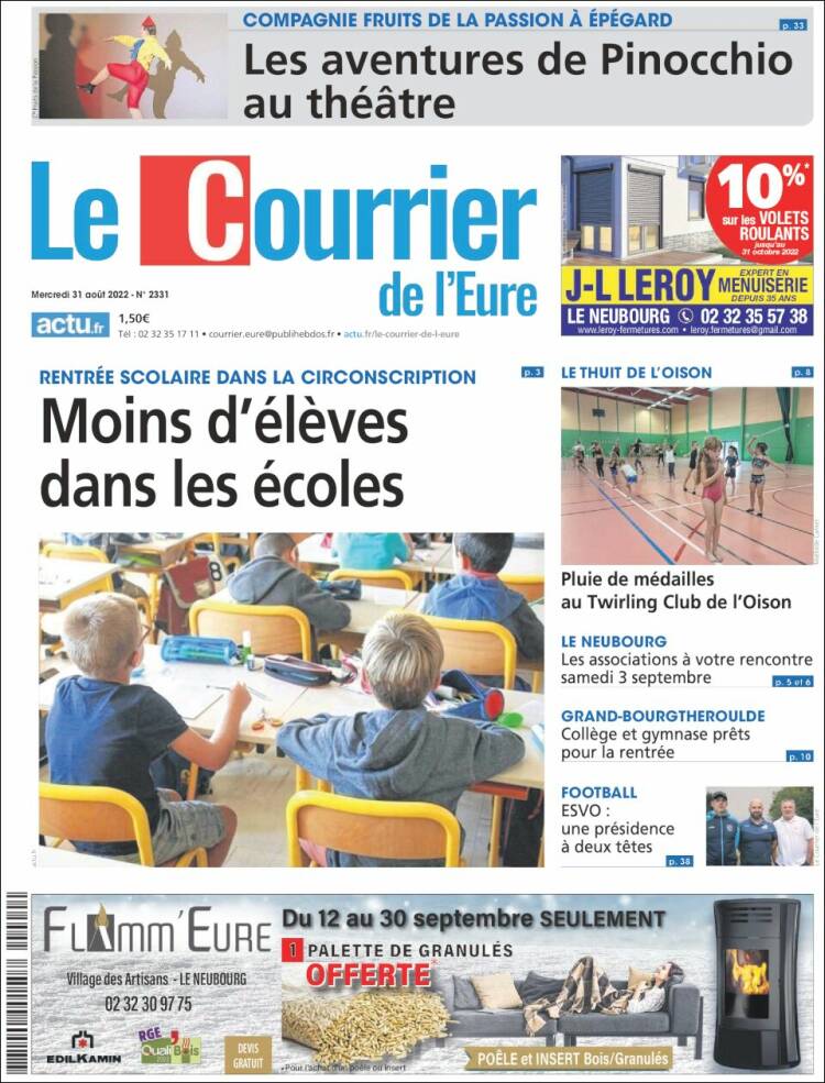 Portada de Le Courrier de l'Ouest (Francia)
