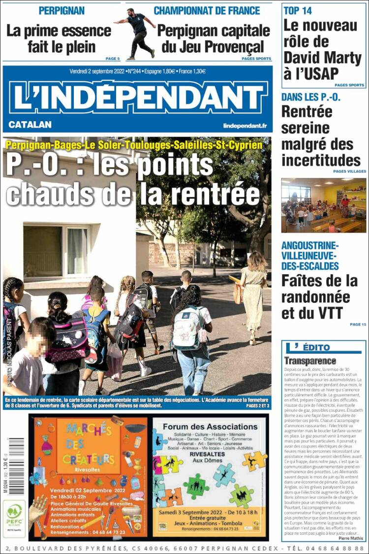 Portada de Le Indépendant (Francia)