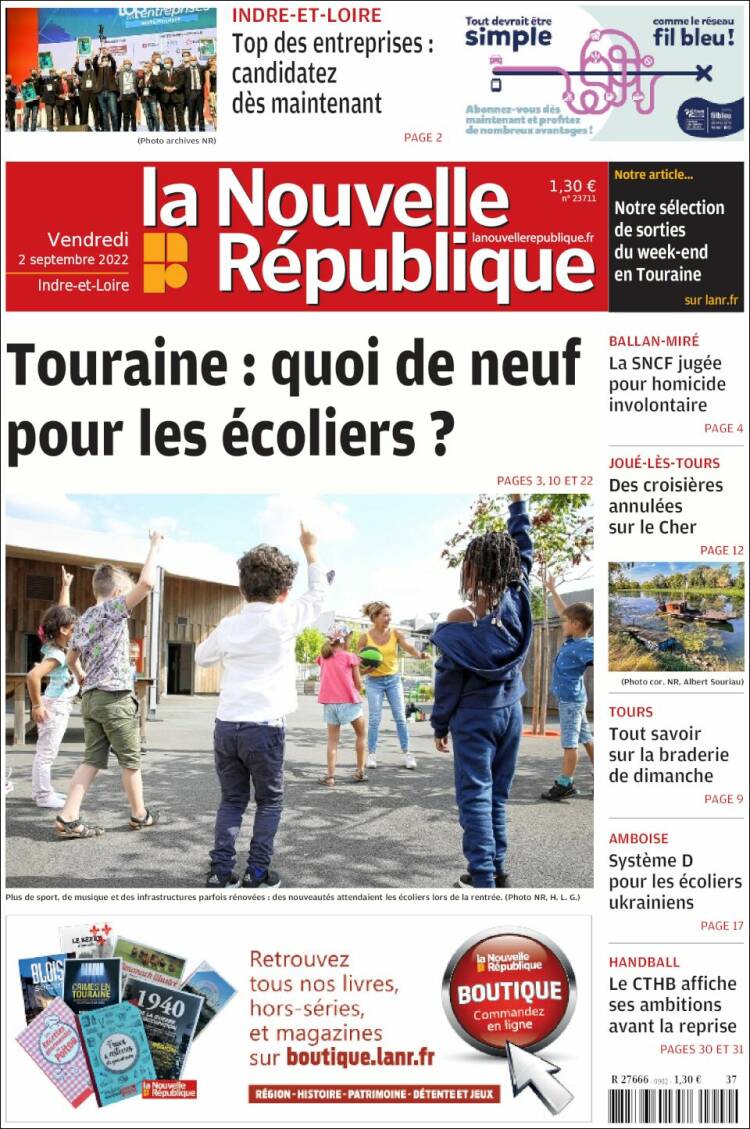 Portada de La Nouvelle Republique (Francia)