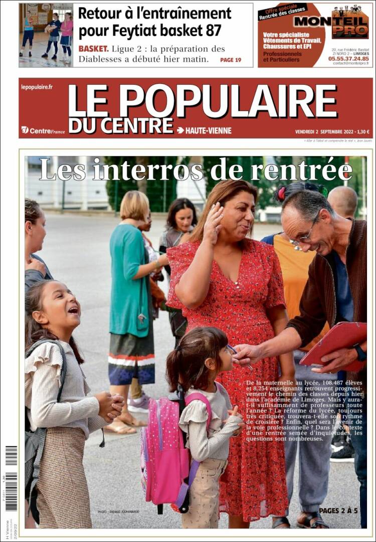 Portada de Le Populaire du Centre (Francia)