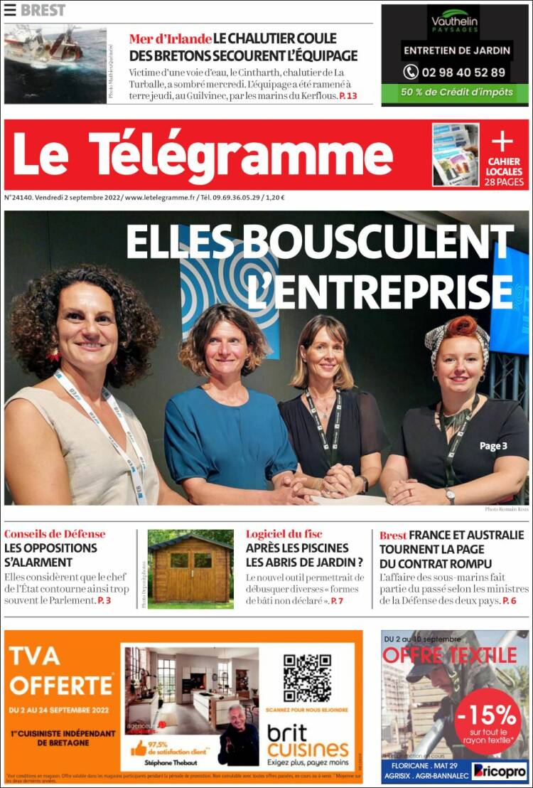 Portada de Télégramme (Francia)