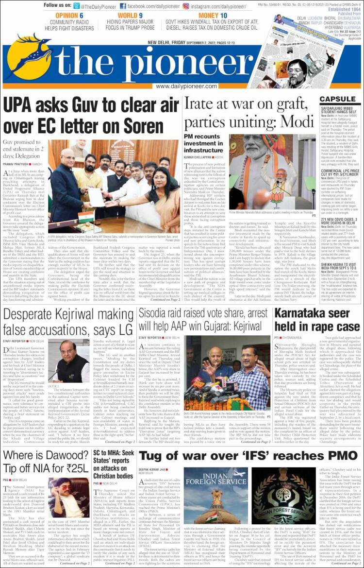 Portada de The Pioneer (India)