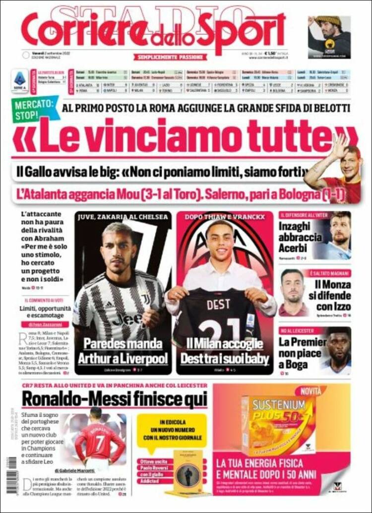 Portada de Corriere dello Sport (Italia)