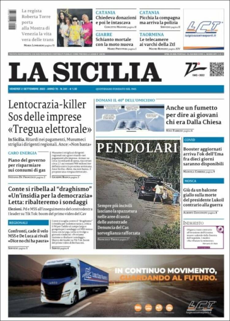 Portada de La Sicilia (Italia)